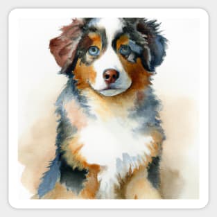 Miniature American Shepherd Watercolor Painting - Dog Lover Gifts Sticker